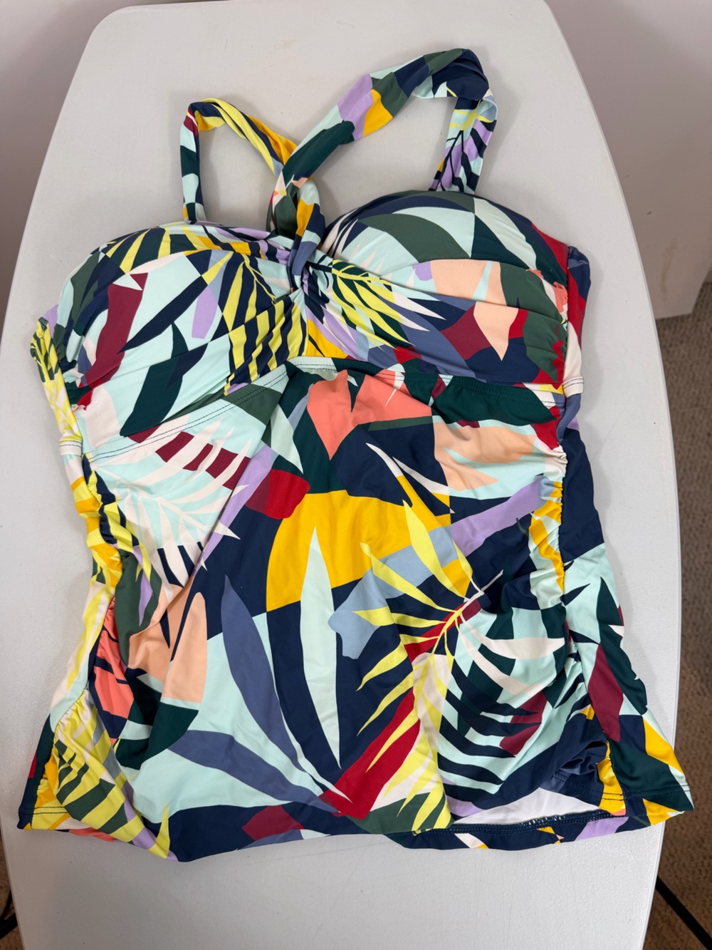 Tropical Halter Bandeau Swimsuit Top - Multicolor